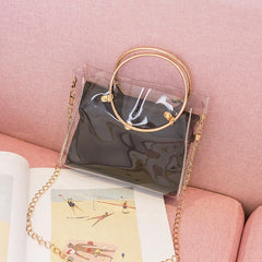 Women Transparent Bucket Bag Clear PVC Jelly Small Shoulder Bag