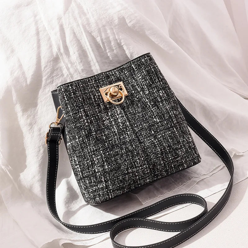 Canvas Bag Women Bucket Bag Ladies Shoulder Large Capacity Handbag