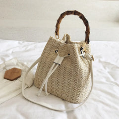 Straw Woven Bag Summer Bucket Bag Female Bag