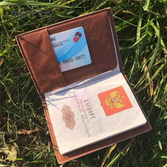 Dog Patterns Passport Holder Travel Cover Leather