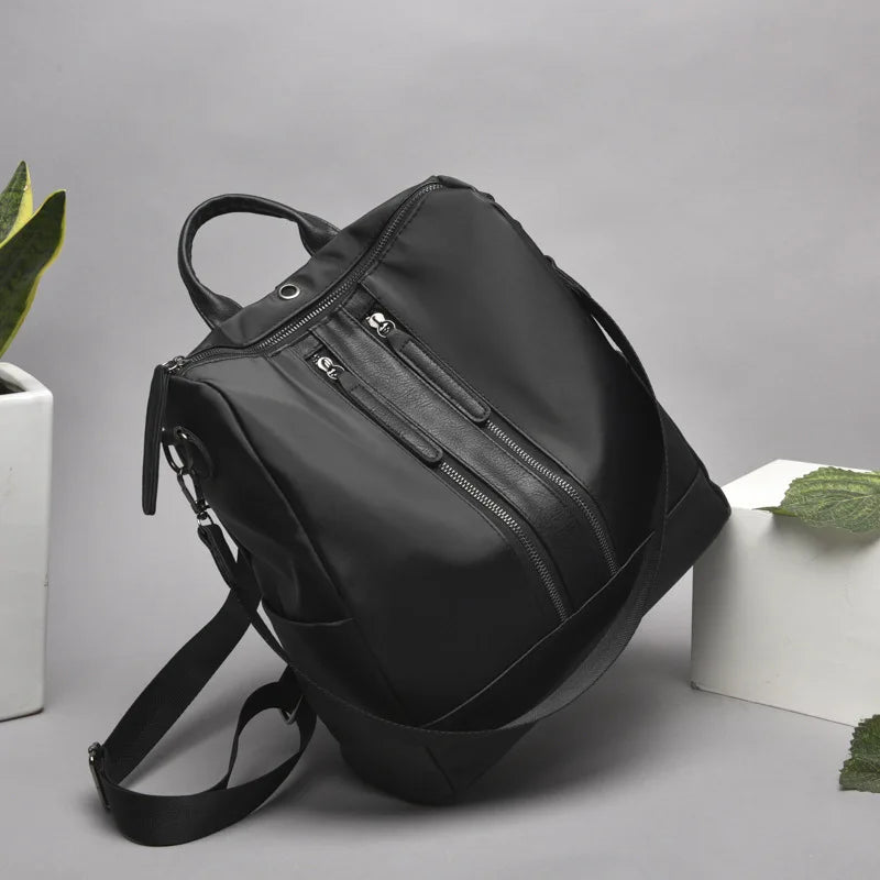 Spring Oxford Cloth Double Zipper Backpack Handbags