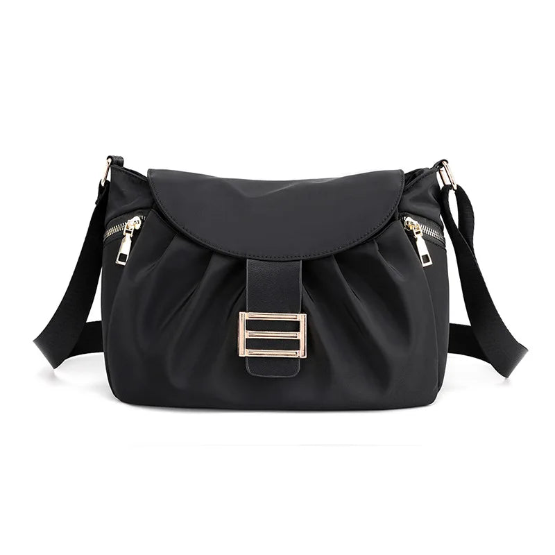 Women Shoulder Bag Small Waterproof Nylon Leather Messenger Handbag