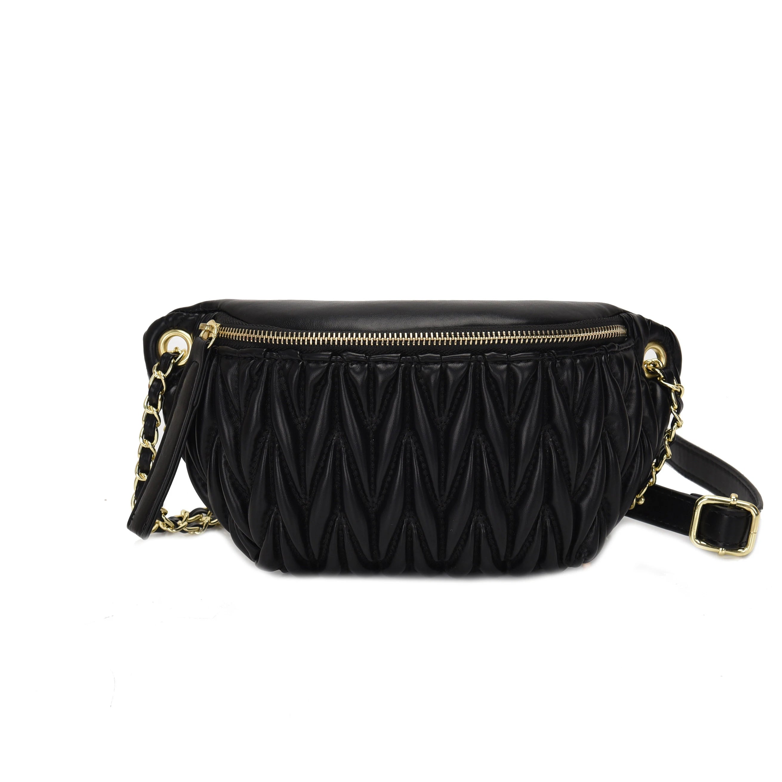 Women's PU Leather Waist Bag Travel Phone Pouch Solid Crossbody Fanny Pack