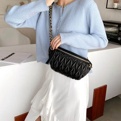 Women's PU Leather Waist Bag Travel Phone Pouch Solid Crossbody Fanny Pack