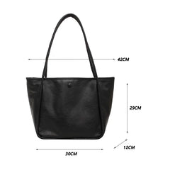 Solid PU Leather Shoulder Tote Bag Large Capacity Tote
