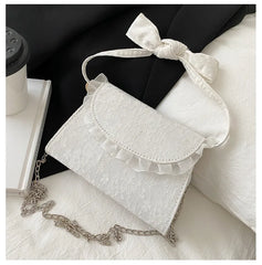 Pink Lace Tote Vintage Women Bag High Lady Handbag Chain Shoulder