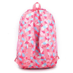 Pink Geometric Pattern Women Backpack for Teenage Girls