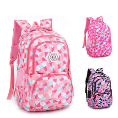 Pink Geometric Pattern Women Backpack for Teenage Girls
