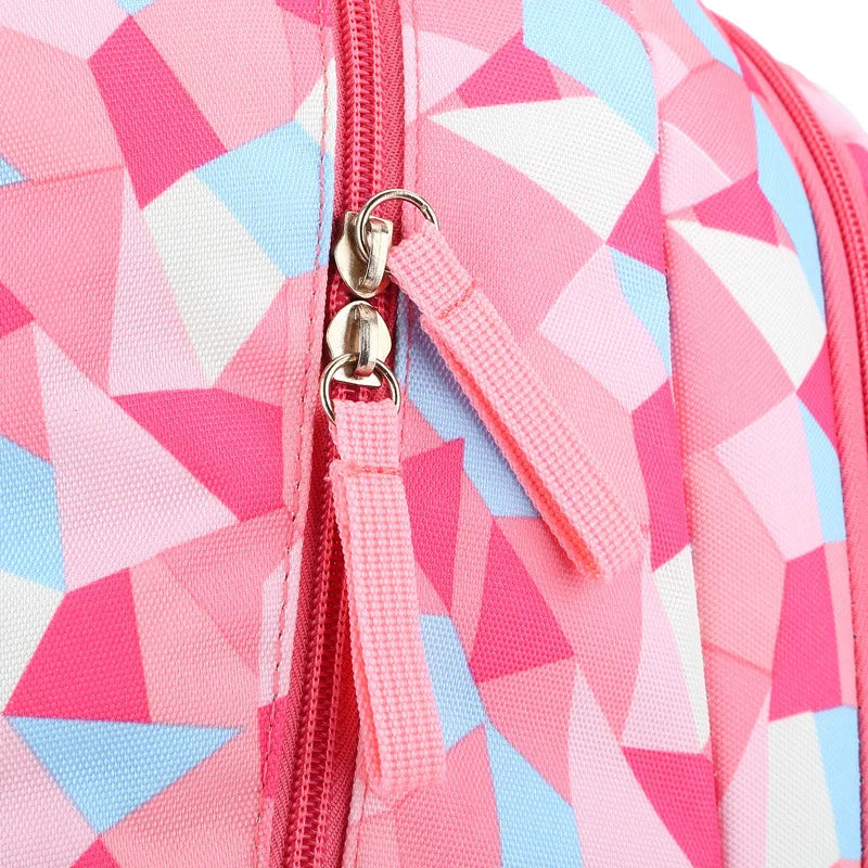 Pink Geometric Pattern Women Backpack for Teenage Girls