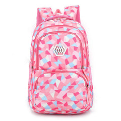Pink Geometric Pattern Women Backpack for Teenage Girls