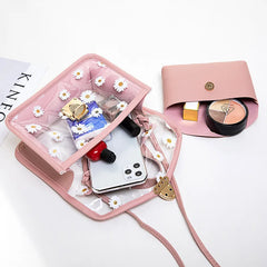 Transparent Daisy Pattern Shoulder Bag Chain Strap Messenger Handbag