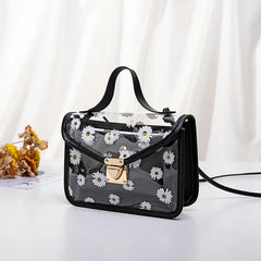 Transparent Daisy Pattern Shoulder Bag Chain Strap Messenger Handbag