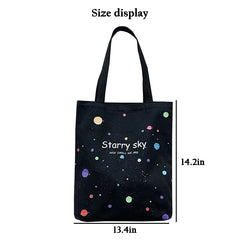 Japanese Style Starry Sky Canvas Tote Bag for Women