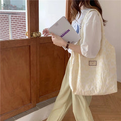Vintage Floral Jacquard Tote Bag Women Eco Shoulder Handbag