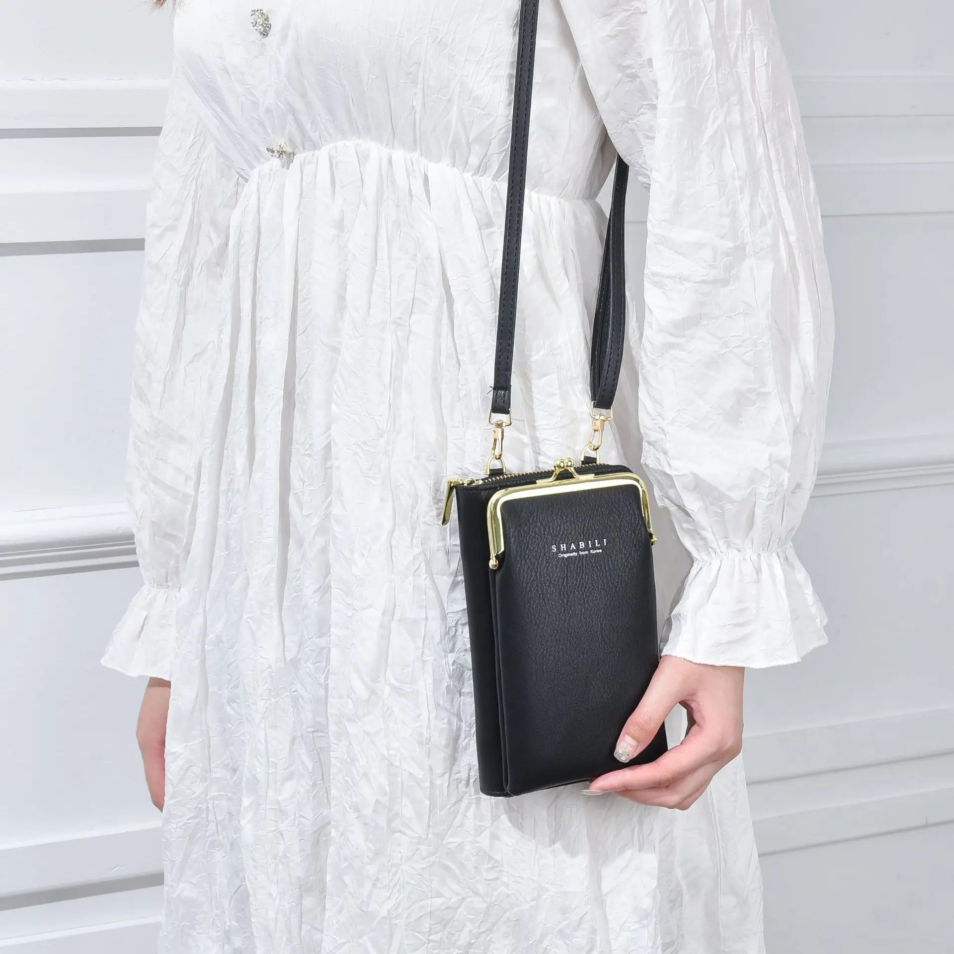 Women's Large Wallet Single Shoulder Messenger Solid Mobile Phone Holder