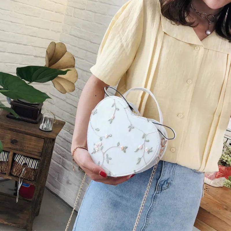 Lace Shoulder Bag Embroidery Handbag Portable Diagonal Chain Bag