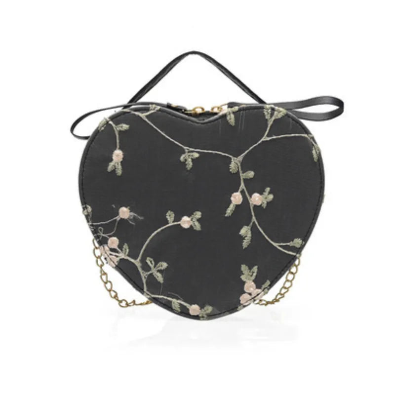 Lace Shoulder Bag Embroidery Handbag Portable Diagonal Chain Bag