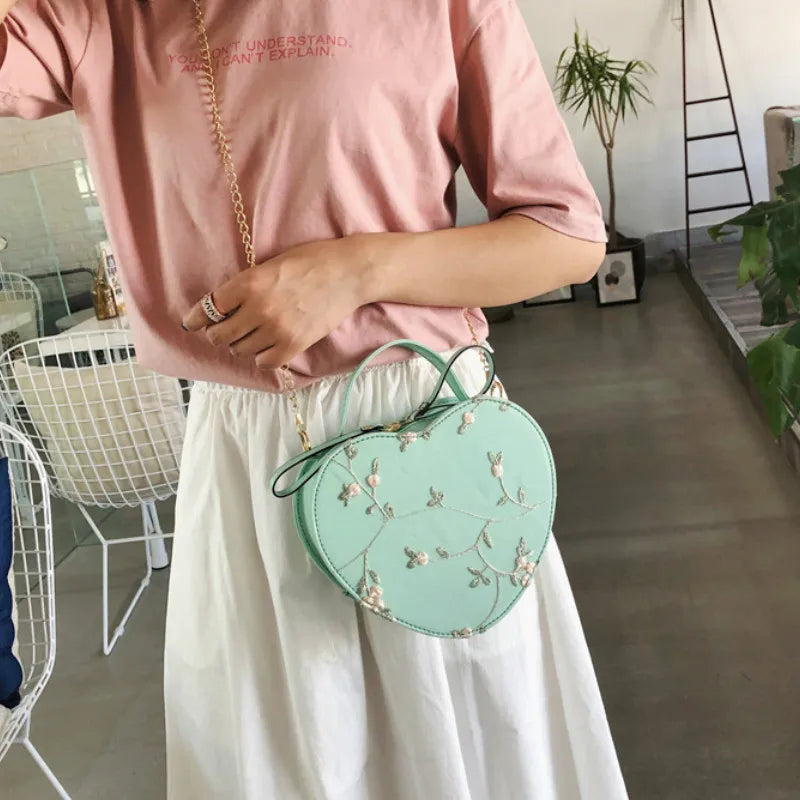 Lace Shoulder Bag Embroidery Handbag Portable Diagonal Chain Bag