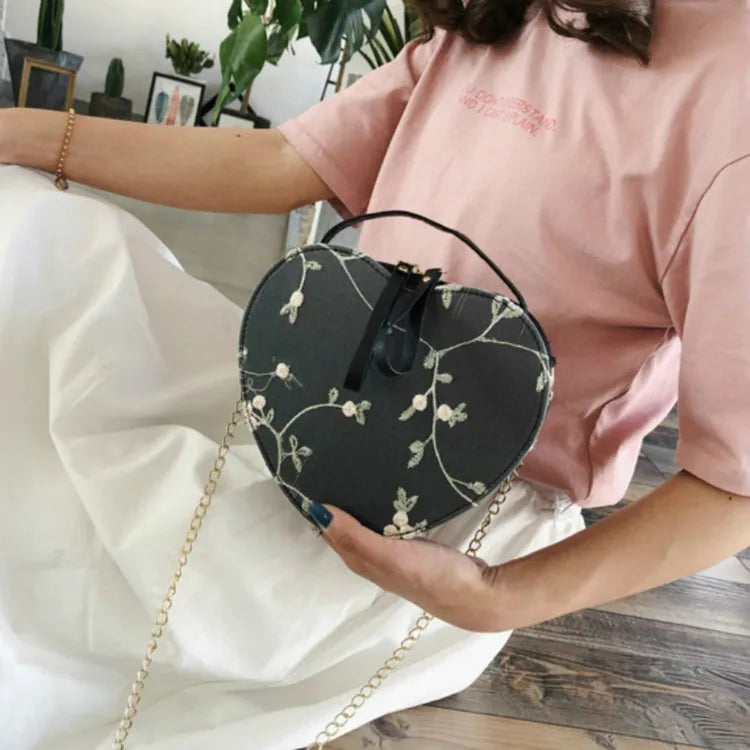 Lace Shoulder Bag Embroidery Handbag Portable Diagonal Chain Bag