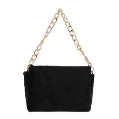 Leopard Print Thick Chain Shoulder Bag Plush Handbag