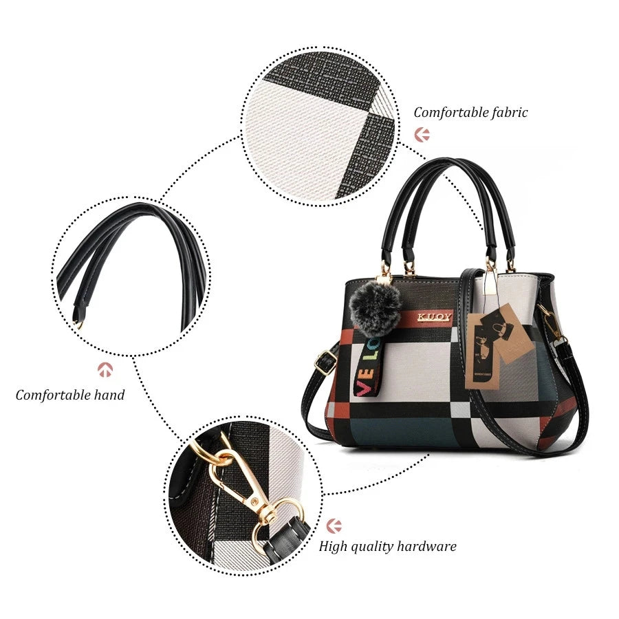 Casual Plaid Shoulder Bag Stitching Wild Messenger Female Totes Crossbody Bags