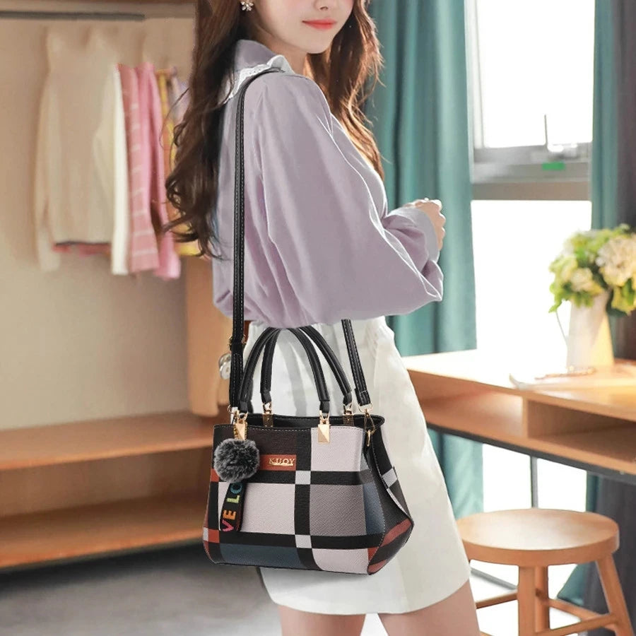 Casual Plaid Shoulder Bag Stitching Wild Messenger Female Totes Crossbody Bags