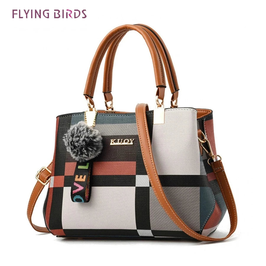 Casual Plaid Shoulder Bag Stitching Wild Messenger Female Totes Crossbody Bags