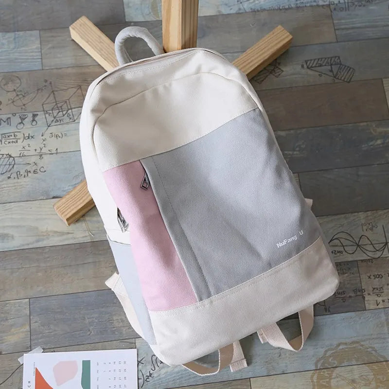 Teenagers Women Canvas Backpack Middle School Student Book Bags Girls Travel
