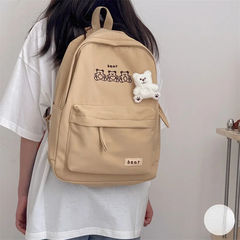 Canvas Women Backpack Shoulder Bag School Bag for Teenager Girls