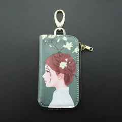 Leather Key Wallet Car Key Case Zipper Holder