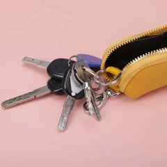 Cow Real Leather Key Wallet Function Key Case Zipper Holder