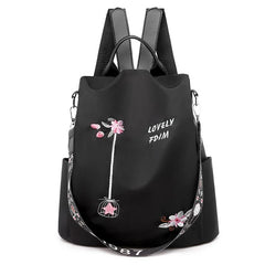 Embroidered Backpack Women Small Fresh Oxford Cloth Backpack Anti-Theft