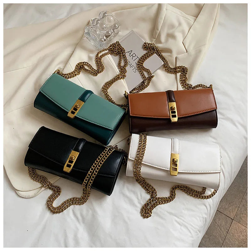 Women Shoulder Bags Chain Messenger Bags Solid Horizontal Bags
