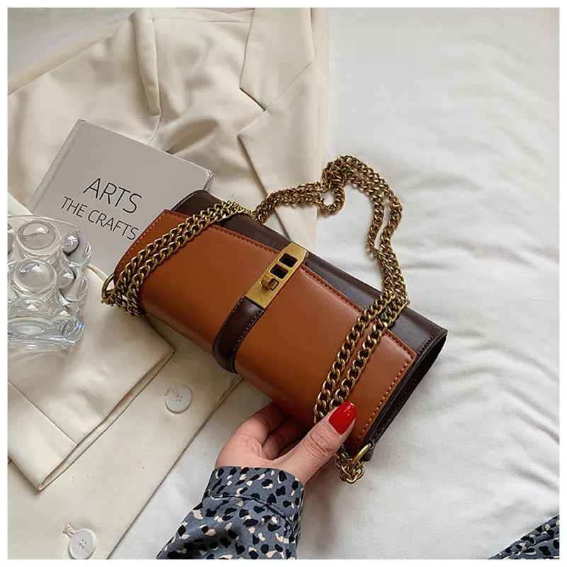 Women Shoulder Bags Chain Messenger Bags Solid Horizontal Bags