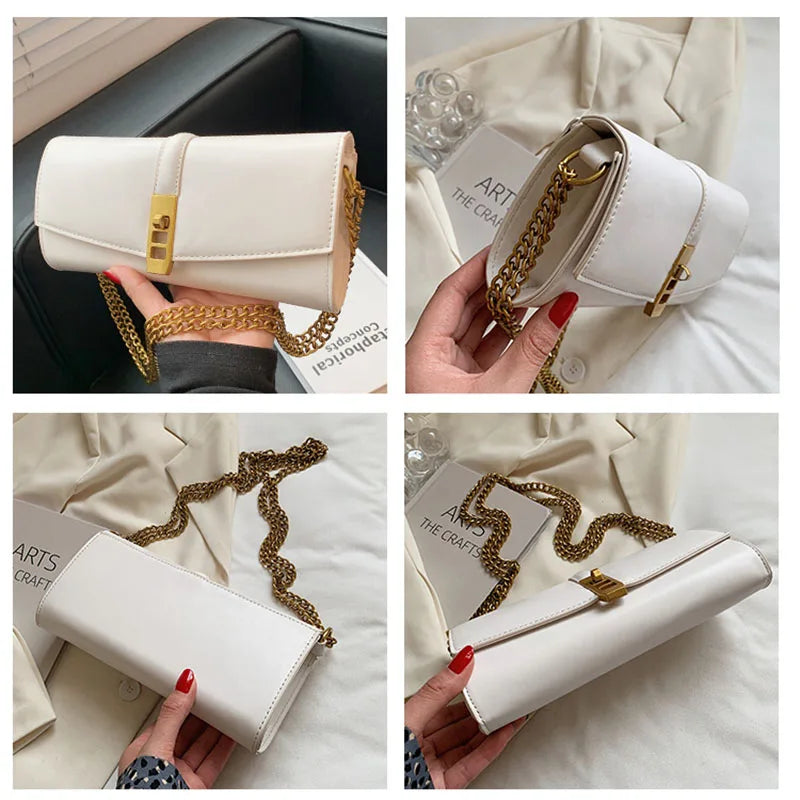 Women Shoulder Bags Chain Messenger Bags Solid Horizontal Bags