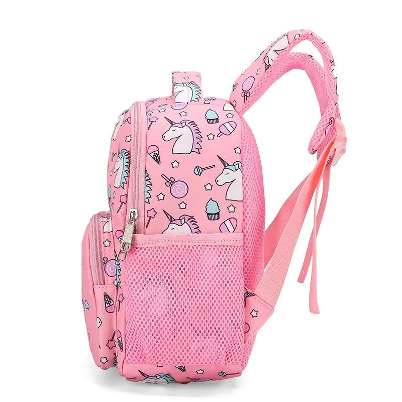 Girl School Bags Child Pink Purple Printing Backpack Kindergarten Girls