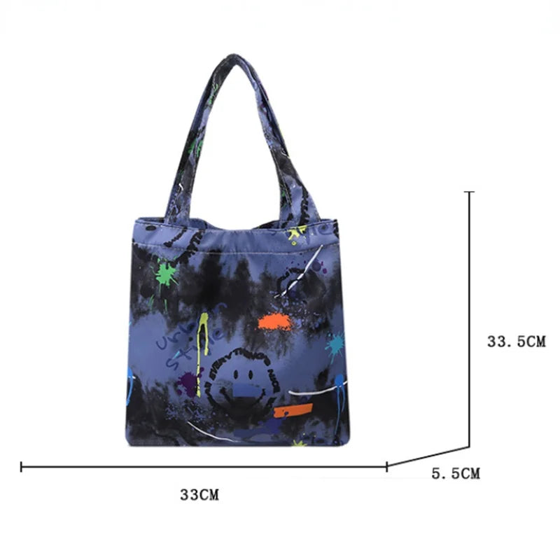 Graffiti Style Shoulder Bag Large-capacity Zipper Handbag