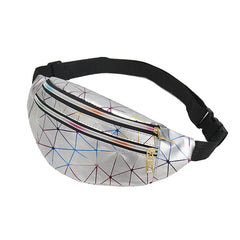 Pink Holographic Waist Bag Geometric Fanny Pack Female Belt Bag