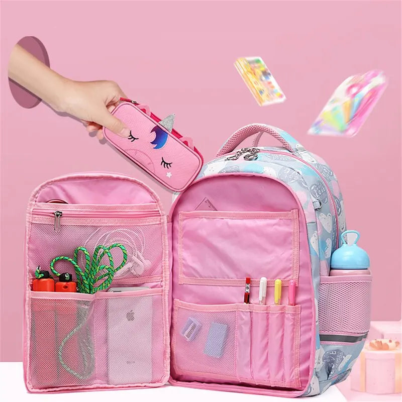 Kids Backpack Schoolbag for Girls Big Capacity Satchel Kids Book Bag