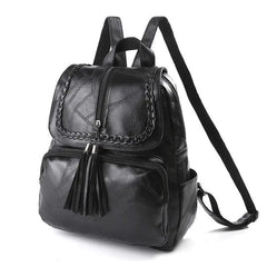 Small Leather Backpack Zipper Schoolbag Student Bookbag