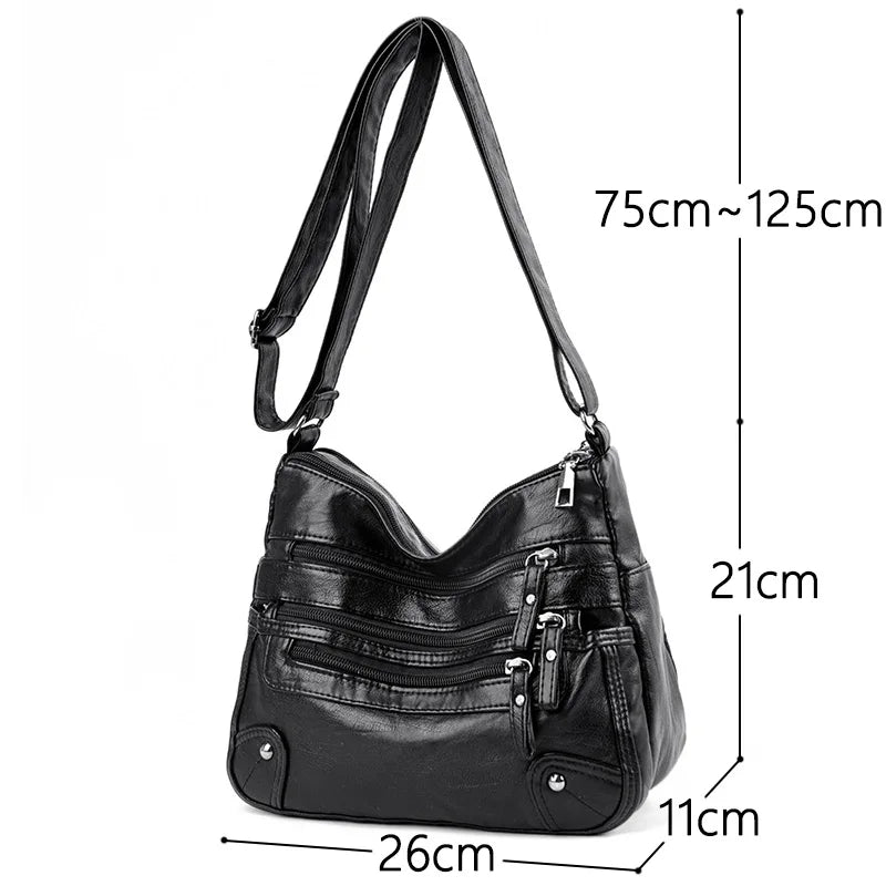 Retro PU Leather Handbag Large Capacity Messenger Bag