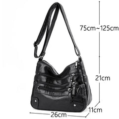 Retro PU Leather Handbag Large Capacity Messenger Bag