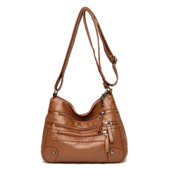 Retro PU Leather Handbag Large Capacity Messenger Bag