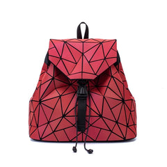 Luminous Backpack Colorful Geometric Women's Folding Red