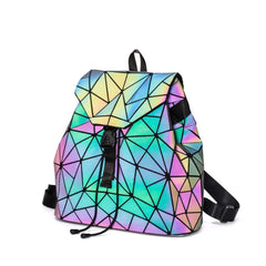 Luminous Backpack Colorful Geometric Women's Folding Red