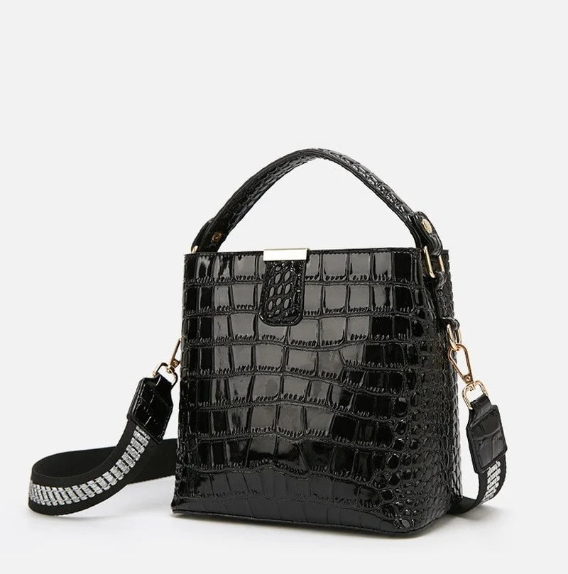 Summer Patent Leather Crocodile Pattern Shoulder Bag