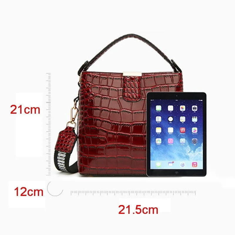 Summer Patent Leather Crocodile Pattern Shoulder Bag