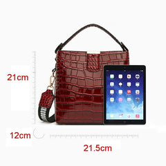 Summer Patent Leather Crocodile Pattern Shoulder Bag