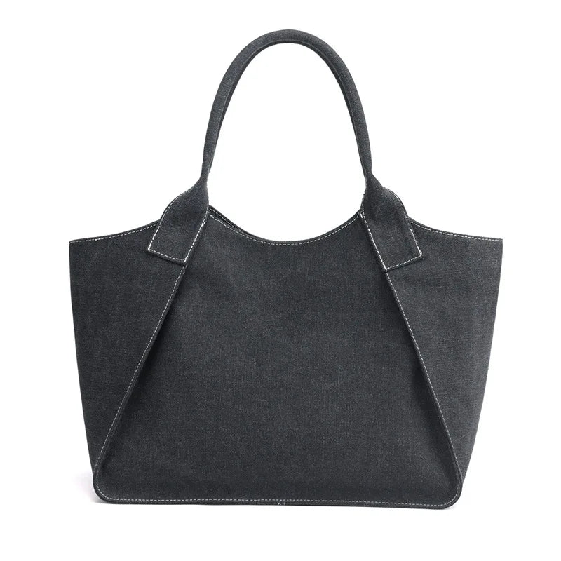 Patchwork Canvas Bag Women Large Capacity Casual Commuter Shoulder Bags