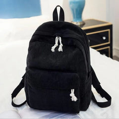Corduroy School Backpack for Teen Girls Striped Rucksack